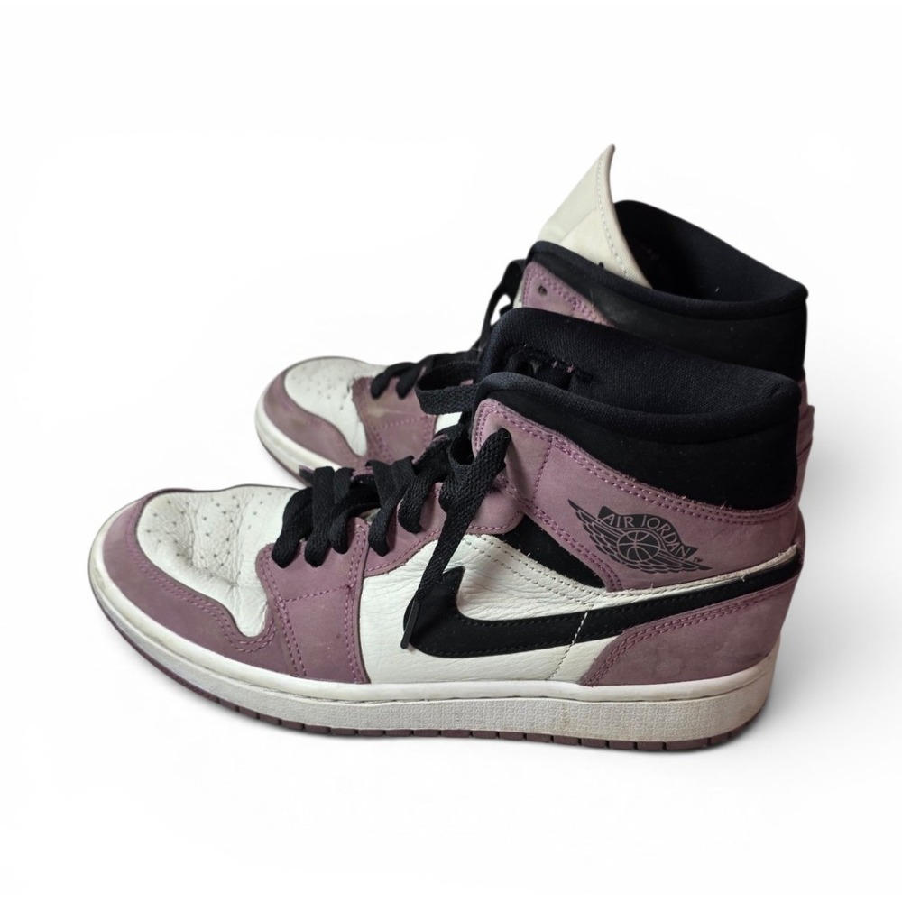 Jordan Air Jordan 1 Mid Top Lace-Up Sneakers Purple White Black
